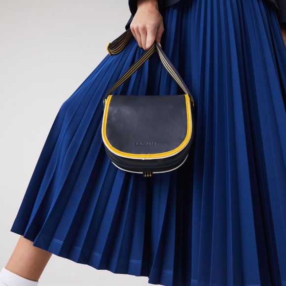 NWT. Lacoste Women's Court Line Contrast Piping Small Hobo Bag - Picture 1 of 13